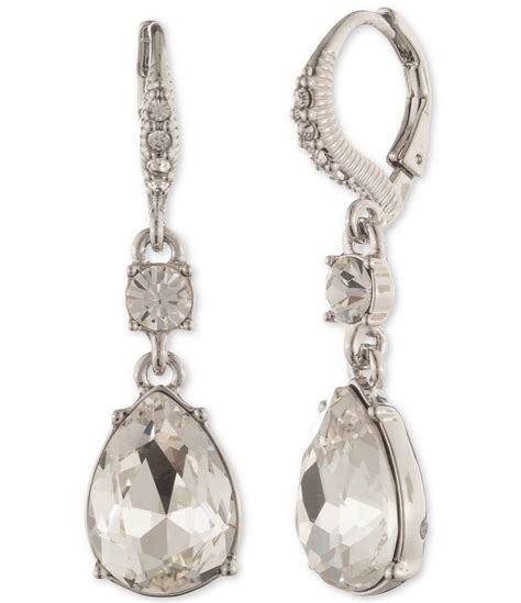 givenchy silver tone crystal double drop earrings|givenchy crystal earrings.